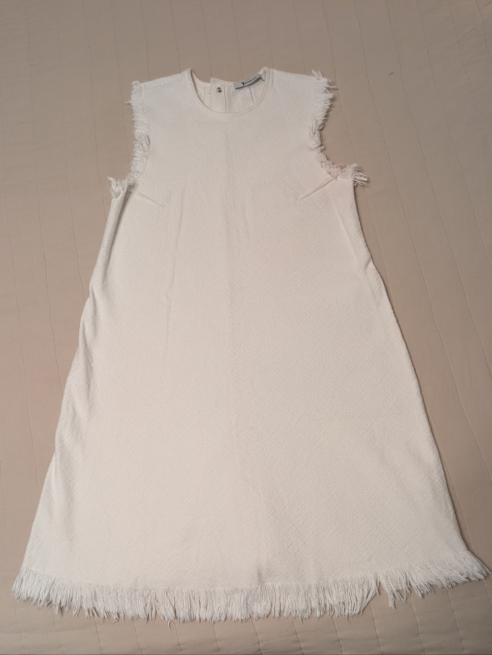 Alexander Wang White Sleeveless Mini Dress with Fringed Trim - Picture 7 of 11